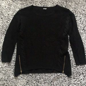 Charlotte Russe Black Knit Sweater with Zippers